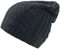 Beanie Hat Strickmütze mit Zopfmuster Warmer Long Beanie Wollmütze Mütze Wintermütze Damenmütze Herrenmütze (Schwarz)