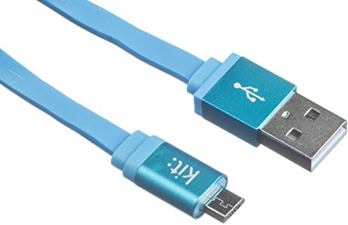 Kit Câble Plat de Données et de Charge USB/Micro USB pour Smartphone/Tablette/PC - Bleu