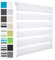 WOLTU Store Enrouleur Jour Nuit sans Perçage, Montage avec Clips, Rideau Translucide et Occultant en Double Tissu, Protection Vie Privée, pour Fenêtre ou Porte, 100l x 220L cm, Blanc