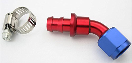 Autobahn88 Raccordo per tubo flessibile anodizzato senza presa in alluminio anodizzato - 45 gradi, AN10 (blu/rosso)