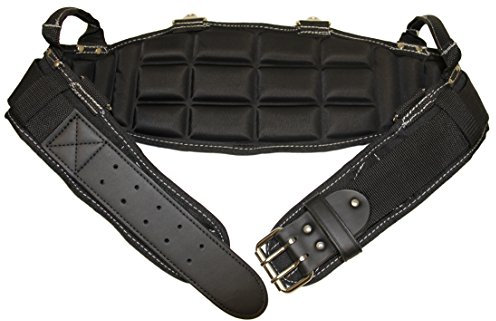 Gatorback Pro-Comfort Back Support Belt Black w/White Stitching. 1250 Duratek Nylon Belt, Molded Air Channel Padding, Carrying Handles, Suspender Loops. (Medium 32-36 Inch Waist)