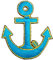 Aufnäher Bügelbild Aufbügler Iron on Patches Applikation Nautikabzeichen Anker 5,5 x 6,5cm Farbe: Türkis-Gold VOR225-4