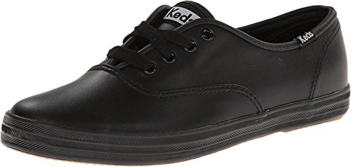 Keds Women's Core Champion Leather Sneaker, Black, 7.5