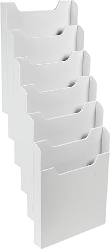 Exacompta - Réf. 63740D - 1 trieur mural - Format A4 vertical - 6 compartiments profondeur de 26 mm - A fixer au mur (accroches fournies) - Dimensions : 15,5 x 23,9 x 66,5 cm - Gris lumière