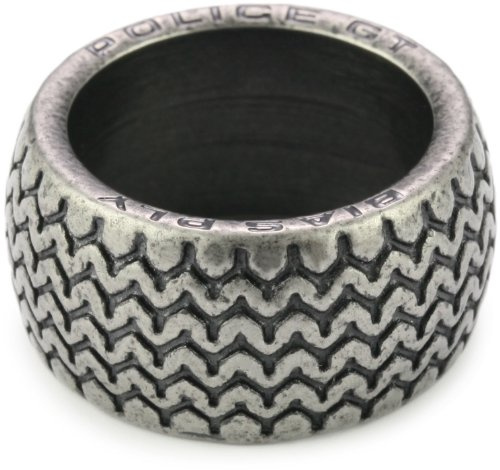 Police Lederkette braun 48cm mit Anhänger Ring Größe 60 inkl 7cm Verlängerung PJ22762RSE-02-60