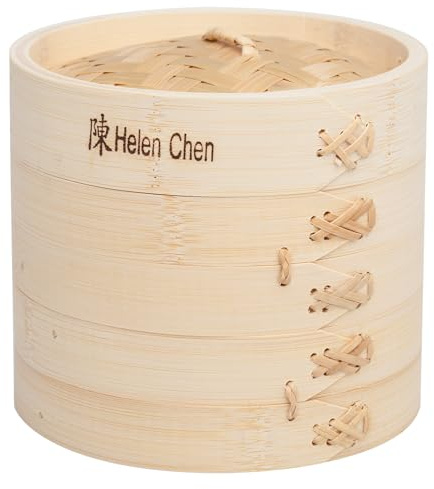 Helen's Asian Kitchen Natural Bamboo Steamer with Lid, 5 ½ x 6 Inches