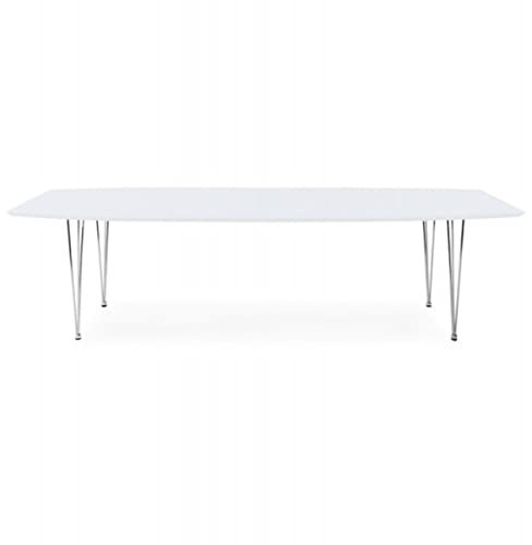 Casa Padrino Designer Konferenztisch Weiß/Chrom Ausziehbar 170-270 cm - Designer Tisch Esstisch