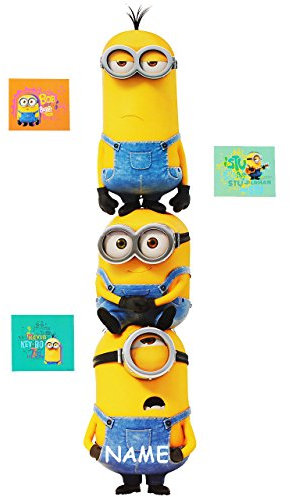 alles-meine.de GmbH 4 TLG. Set große Fensterbilder - Minnion - Ich einfach unverbesserlich/lustiger Stapel - incl. Name - Sticker Fenstersticker Aufkleber - selbstklebe..