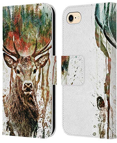 Head Case Designs Officially Licensed Riza Peker Deer Animals Leather Wallet Case Compatible With Apple iPhone 7/8 / SE 2020 & 2022