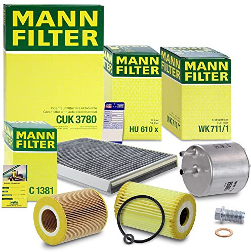 MANN-FILTER Inspektionspaket Filterset 1x Ölfilter, 1x Luftfilter, 1x Innenraumfilter (Aktivkohlefilter), 1x Kraftstofffilter Kompatibel mit MERCEDES A-Klasse (W168), VANEO (414)