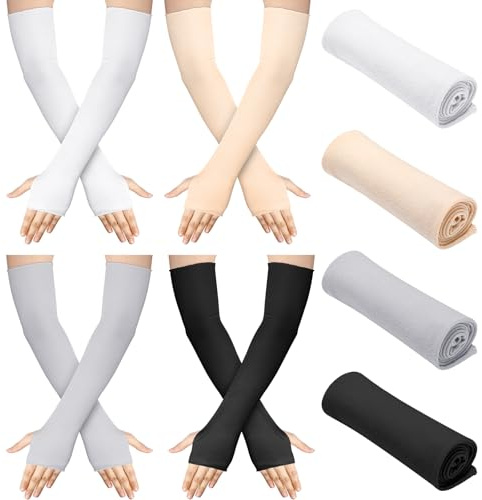 Bememo Mitaines pour femme - Protection UV - Longueur poignet - En coton - Bloque le soleil - Unisexe