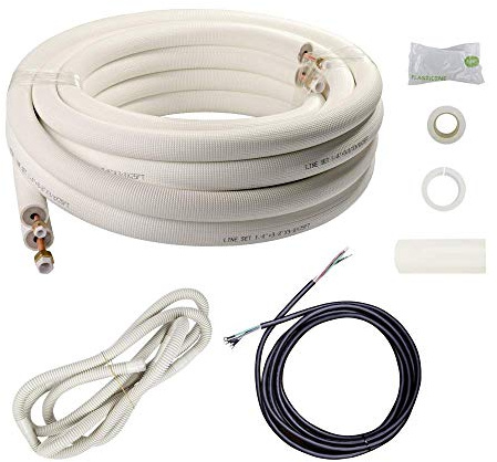 Wostore - Juego de tubos de cobre para aire acondicionado dividido mini HVAC con accesorios (7,62 m)