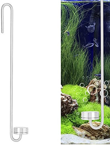 Edelstahl CO2 Diffusor Kohlendioxyd Diffusor Zerstäuber CO2 Zerstäuber Blasenzähler mit U-förmigem Verbindungsrohr für Aquarium Pflanzen (35cm)