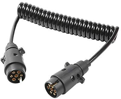 ETUKER Rimorchio Cavo 7 Poli 2,5m, 12V Rimorchio Estensione Cavo Connettore Rimorchio, Impermeabile Spiral Cavo Rimorchio, per Rimorchio/Autocarro/RV/Caravan Connettori (Rimorchio Cavo 7 Poli 2,5m)
