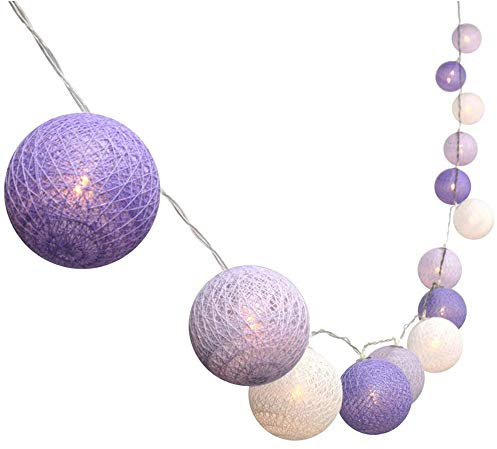 Treer Guirlande Lumineuse Boules, Boules de Noel Batterie Chaîne de Lumière LED Lumière Décoration Pour La Saint Valentin Arbre de Noël Mariage Anniversaire Fêtes (3M-20 Balle,Violet)