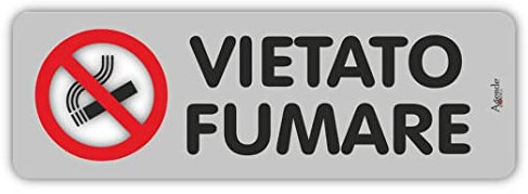 Cartoleria Manzoni di Lo Monaco Rosaria Sas - Targa Segnaletica Vietato Fumare Adesiva In Pvc 5x15 Colore Grigio Targhetta Ufficio