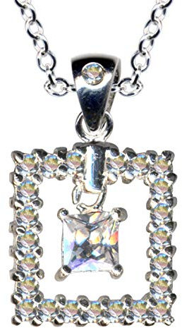 HALSKETTE mit Anhänger/Echt Silber 925 mit Zirkonia/Art Deco Collier/Steinfarbe: klar weiss/modern cool trendy hip/Online Shop Schmuck kaufen / 54016