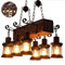 E27 Pendelleuchte Retro Pendellampe Vintage Holz Metall Schwarz Höhenverstellbare Hängelampe Glas Lampenschirm Industrielle Deckenleuchte Beleuchtung Esszimmer Wohnzimmer Küche Café Dekoration Lampe