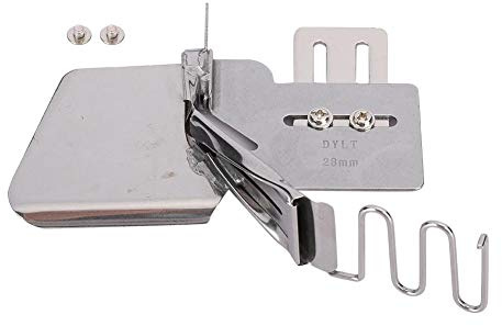 Gerollter Hemmer Nähfuß, 4-fach nähender Hemmer Doppelordner Stretchzylinder für industrielles Steppstichmaschinen zubehör(28mm)