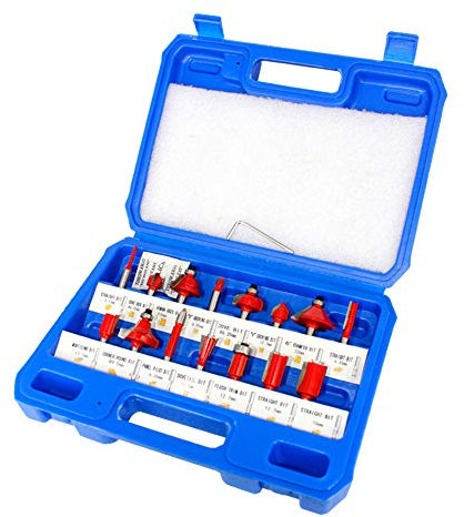15 PCS Router Bit Set, 6,35 millimetri 1/4 di pollice tibia, falegnameria testa carburo cementato per rifilatrice