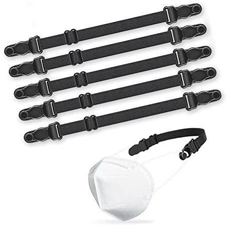 Haken für Masken (5 Stück), Ohrenschützer FFP2, Ohrenentspannung für Masken KN 95/FFP2, rutschfest, waschbar, chirurgische Maskenhalter, Ohrenschutz, Maskenhaken, Schwarz