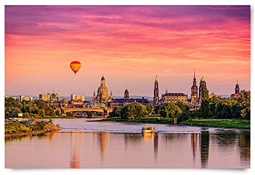 BilderKing Wandbild Dresden Elbe - 150cm x 100cm Poster matt