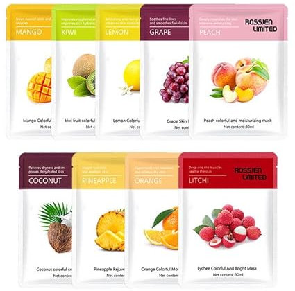 Organic Face Masks,Korean Sheet Mask, Collagen Facial Sheet Mask,Face Masks Skincare,For All Skin Types-9 Sheets