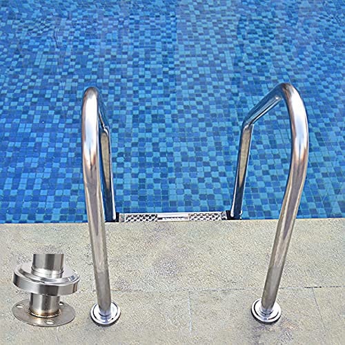 Rampes De Piscine Échelle de piscine avec marchepied antidérapant, mains courantes de piscine enterrées en acier inoxydable 304 à 2 marches, capacité de poids de 440 lb, adaptée aux bains extérieurs