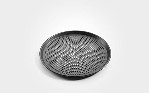 Chabrias Ltd Hard Anodised 14 Perforated Round Pizza Tray with Holes Less-Stick