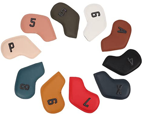 RiToEasysports 10-teiliges Golf-Eisen-Headcover-Set, Numerische PU-Eisen-Schutz-Headcover-Golfschläger-Kopfabdeckungen für Golfschläger Freizeitsport