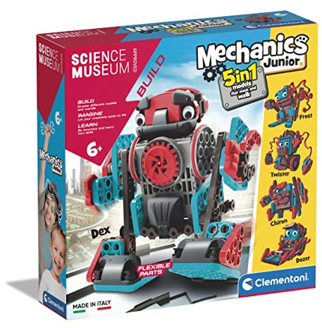 Clementoni 61360 Mechanics Junior-Moving Robots-Building Set, científico, Regalo para niños de 6 años, Juguetes Stem, versión en inglés, Multicolor