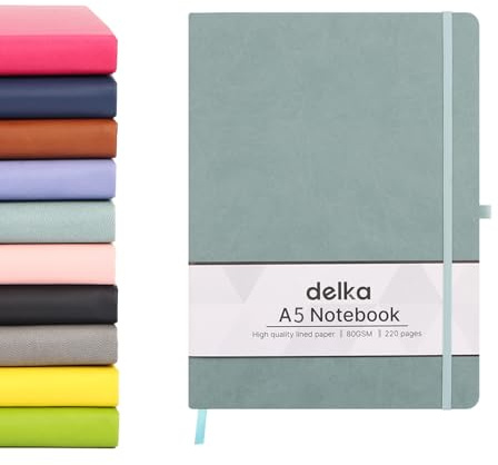 delka A5 Notebook – Lined Notepad Journal, Soft Cover Writing Pad for Office, School, College, Home & Business – Ideal for Note Taking, Daily Planning, Journaling & Study (MATTE GREEN, Pack of 1)