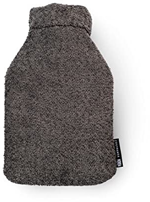 Graphite Fleece Cover and 2 Litre Natural Rubber Hot Water Bottle - Made in the UK