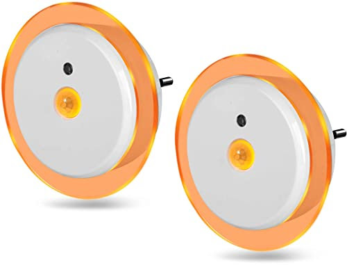 Northpoint LED Nachtlicht Bernsteinweißes Licht (1500-1800K) 2er-Set Rund mit Dämmerungssensor und Bewegungsmelder Reichweite 3m Steckdosenbetrieben