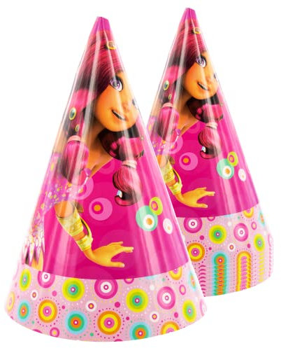 Party Factory `Mia & Me´ 10 Partyhütchen, ca. 10x16cm, bunt, Partyhüte aus Pappe für Kindergeburtstag oder Mottoparty