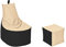 MILLINDABAG Modern Sitzsack für Kinder und Erwachsene Sessel Kissen In & Outdoor Gaminggeignet & bereits gefüllt Sitzkissen Bodenkissen (Schwarz - Beige, XXL - Durchmesser 78 cm mit Hocker)