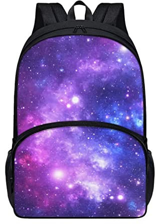 chaqlin 17 Zoll Schultaschen Lila Galaxy Space Rucksack für Jungen Mädchen Nette Buchtaschen Casual Daypack Schule Rucksack Teens Erwachsener Reise Rucksack Große Knapsack