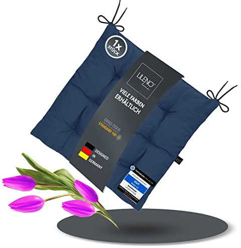 LILENO HOME 1er Set Stuhlkissen 19 Dunkelblau (40x40x6 cm) - Sitzkissen für