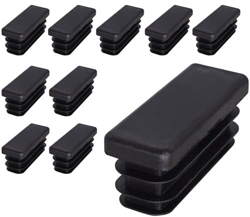 SKIR'CO (10 Stück) Rechteckige Kunststoffstopfen 15 x 40 mm, Matt Rechteckstopfen, Rechteckige Rohreinsätze, Zaunpfosten Kappen, Schwarz RAL 9005