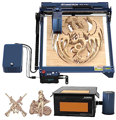 ATOMSTACK A40 Pro Laser Graviermaschine 210W, 24W/48W Lasergravur Cutter Maschine mit FB2 Lasergehäuse, D2 Luftreiniger, Ein Knopf Umschalter zum Wechseln Zwischen Gravur/Schneidemodus