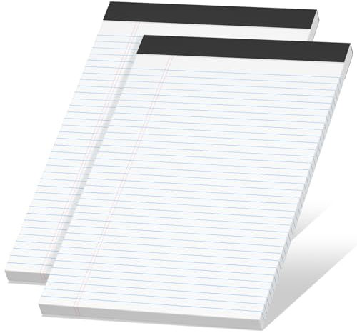 Legal Blöcke, 21,6 x 27,9 cm, 2 Stück, weiße Notizblöcke, 21,6 x 27,9 cm, für die Arbeit, doppelseitig bedruckte, linierte Papierblöcke, College, liniert, weiß, 30 Blatt pro Schreibblock für Schule,
