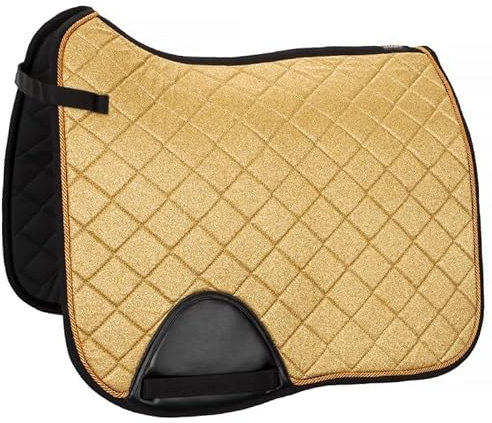 Start Seville - Pferde Schabracken, Satteldecke Pferd, Barockschabracke inkl. Zierkordel, Warmblut Schabracke Pferd für Dressur (DR) & Vielseitigkeit (VS) (Gold, Dressur)