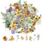 120 Transparente Scrapbooking Aufkleber, PET Blumen Aufkleber Pflanzen Sticker, Flower Stickers, Blumenaufkleber für Scrapbook Fotoalbum Sammelalbum Laptops Handwerk(Natürlich)