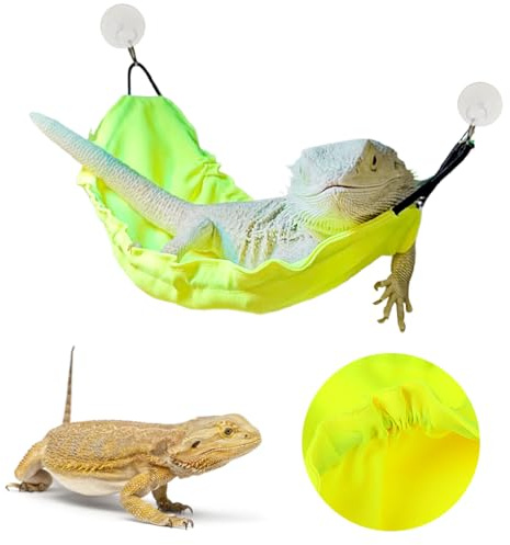 FineInno Reptilien Hängematte Bartagamen-Hängematte Reptilien Bartagamen Zubehör Eidechse hängend Bett für Anoles Drachen, Leguane, Eidechsen, Schlangen, Geckos (Fluoreszierendes Gelb)