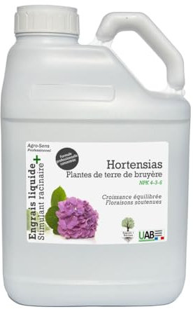 Engrais liquide hortensias et plantes de terre de bruyère. Concentréà diluer - 5 litres (2500 litres de préparation)