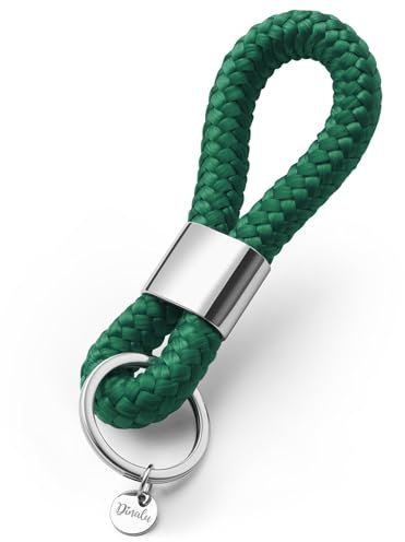 Dinalu maritimer Schlüssel-Anhänger in verschiedenen Farben mit silbernem Metall, Key Chain dark green