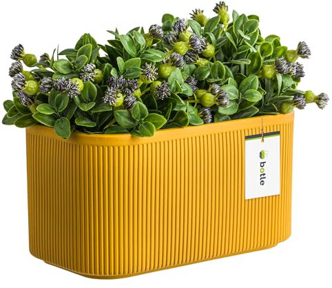 botle Blumentopf aus Keramik Blumenübertopf Gehäuse Farbe Gelb 25,5 cm H13,5 cm Mat Oberfläche Modern Glamour