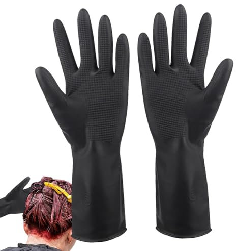 Handschuhe zum Färben von Haaren, Gummihandschuhe, wiederverwendbar, professionell, Latex, Schwarz, Handschuhe zum Färben der Haare, Zubehör für Salon, 5 Paar,