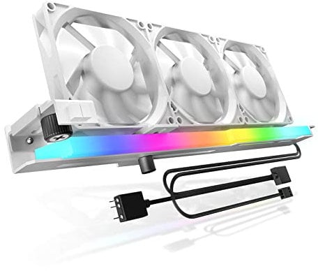 AsiaHorse Ventola per case PC PWM da 80 mm per scheda grafica per computer con supporto per scheda grafica, Ventola GPU ARGB 5V 3PIN con controllo Aura Sync della scheda madre fino a 3000 RPM,Bianco