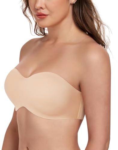 Lemorosy Reggiseno Donna Senza Spalline Non Imbottito con Ferretto(Beige,5D